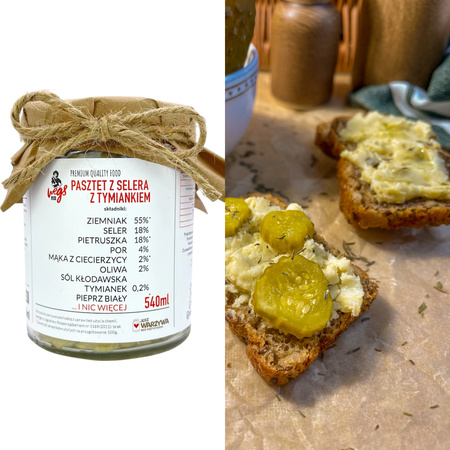 PASZTET Z SELERA Z TYMIANKIEM I MĄKĄ Z CIECIERZYCY - 540ml