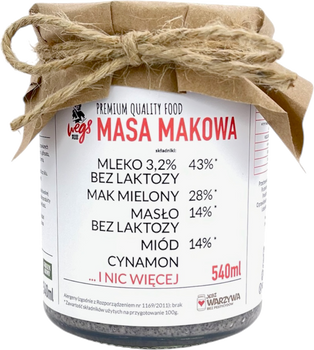 MASA MAKOWA BEZ GLUTENU I BEZ CUKRU - 540ml